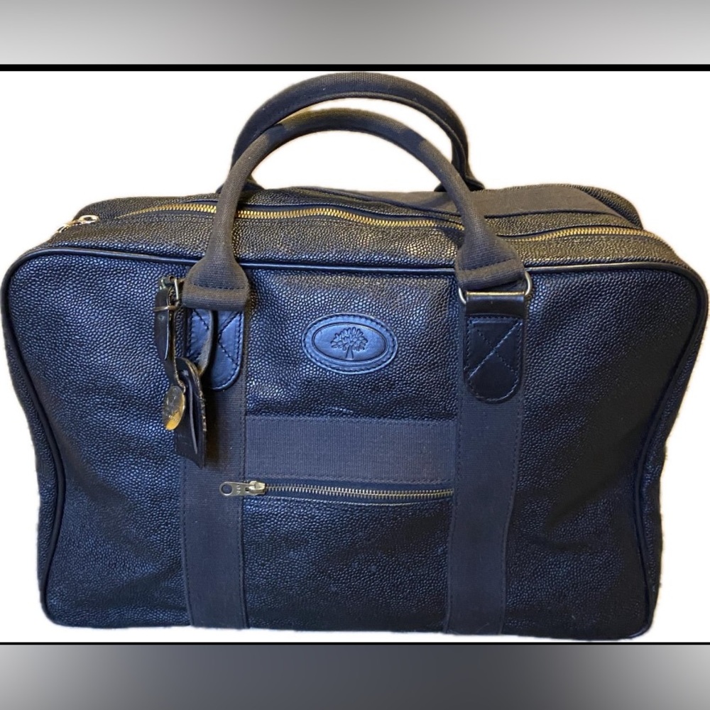 ***Host Pick*** Mulberry Brown Leather Weekender Bag, Water Resistant, Brass - Picture 1 of 8